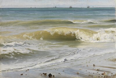Brechende Wellen mit fernen Schiffen von Johann Wilhelm Schirmer